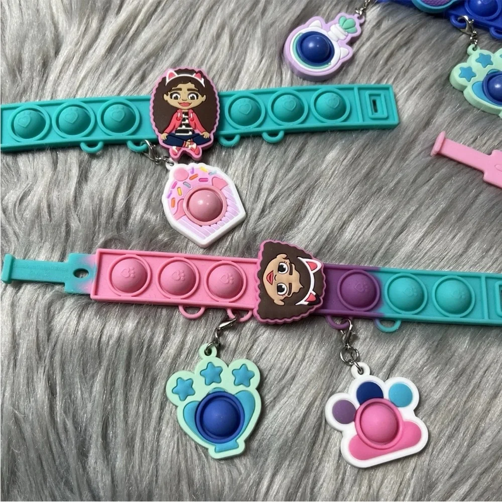 Gabbys Dollhouse Pop Eeze Fidget Rubber Bracelet Bundle Of 4